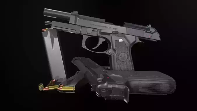Beretta 92 FS Low-poly 3D model