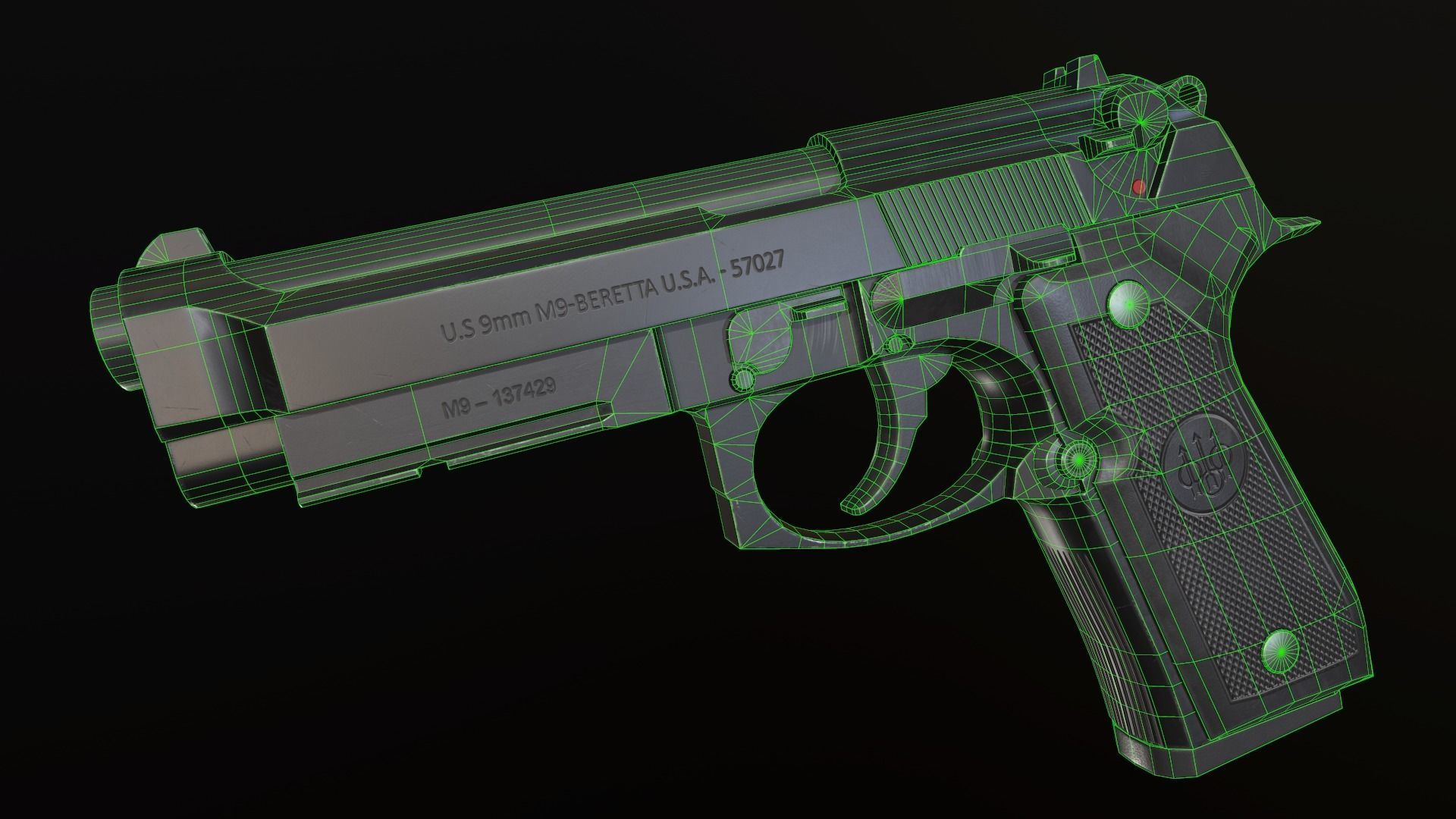 Beretta 92 FS Low-poly 3D model_10