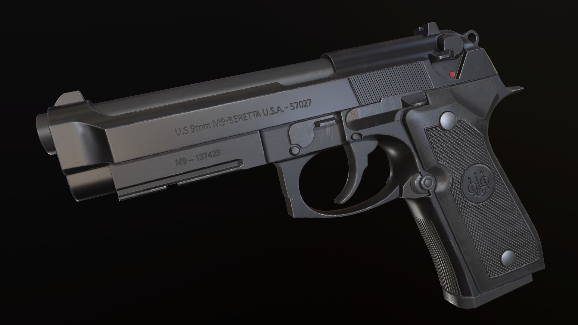 Beretta 92 FS Low-poly 3D model_3