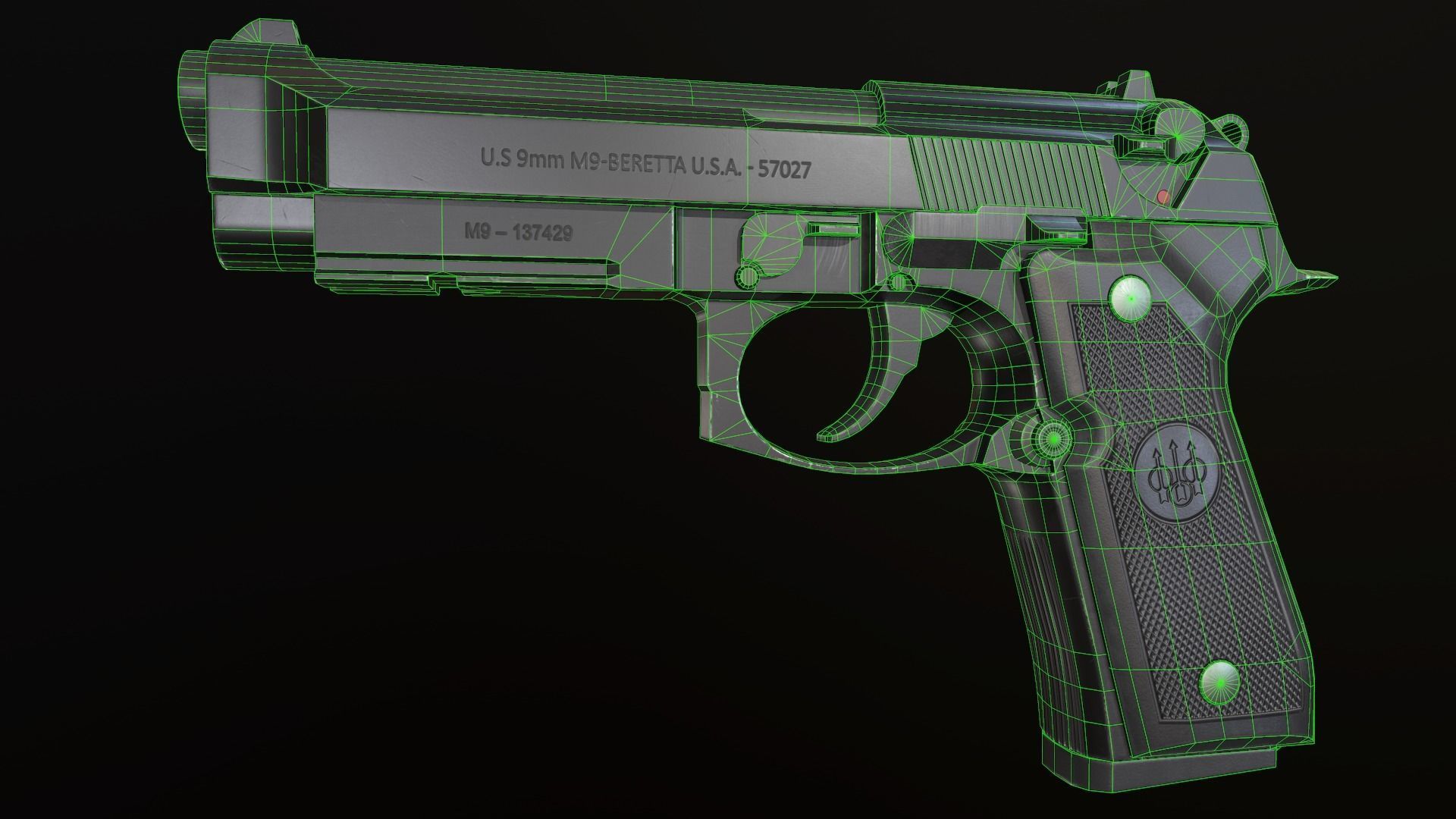 Beretta 92 FS Low-poly 3D model_9