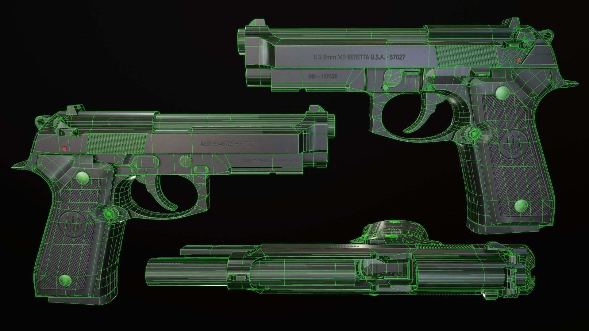 Beretta 92 FS Low-poly 3D model_12