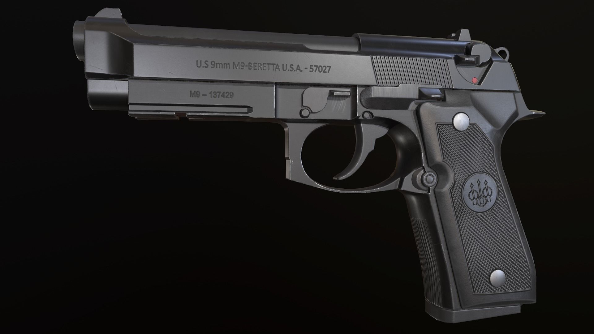 Beretta 92 FS Low-poly 3D model_2