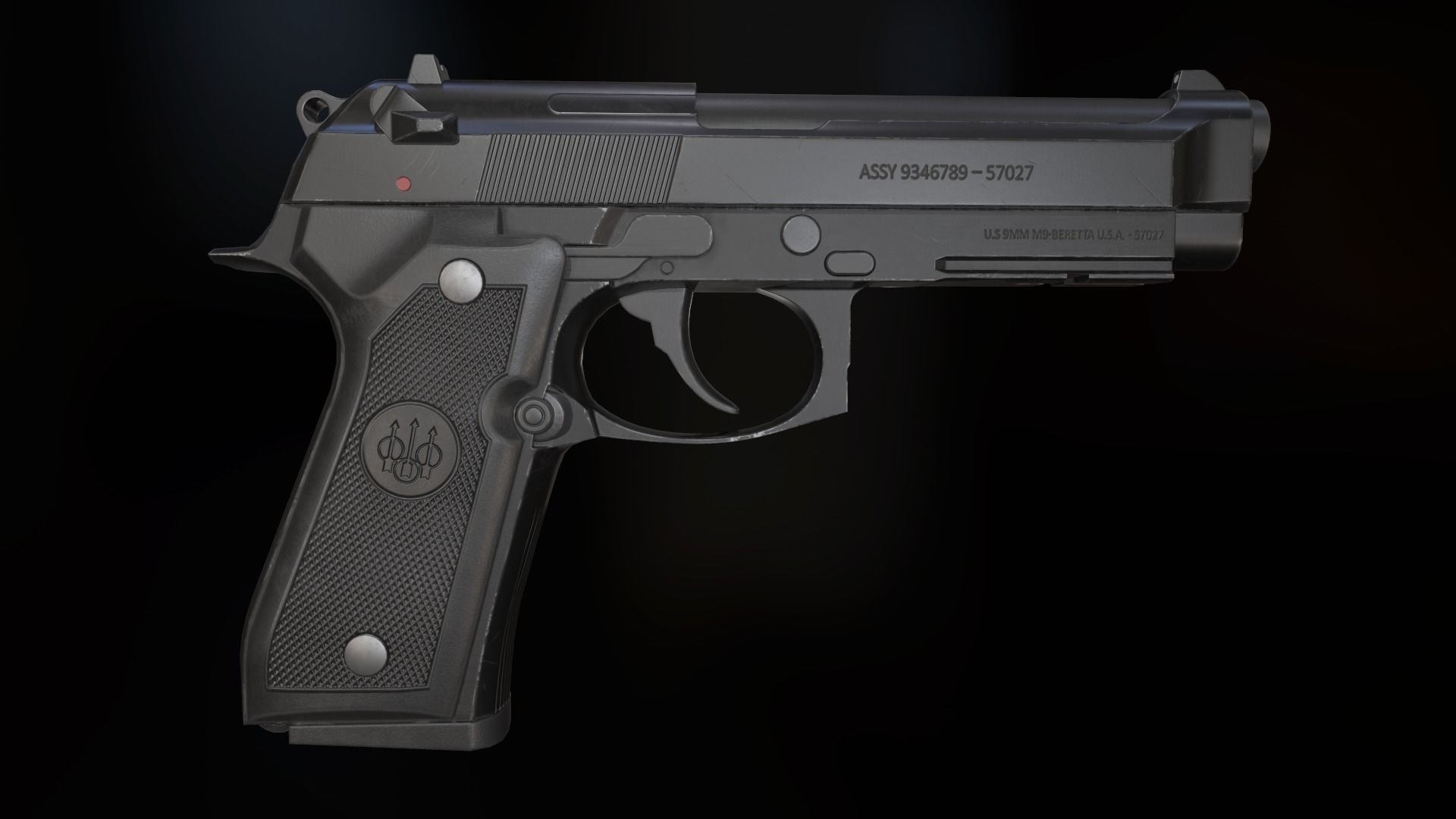 Beretta 92 FS Low-poly 3D model_1