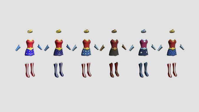 06 Wonder Woman Outfit - Character Design Fashion 3D Model Collection
