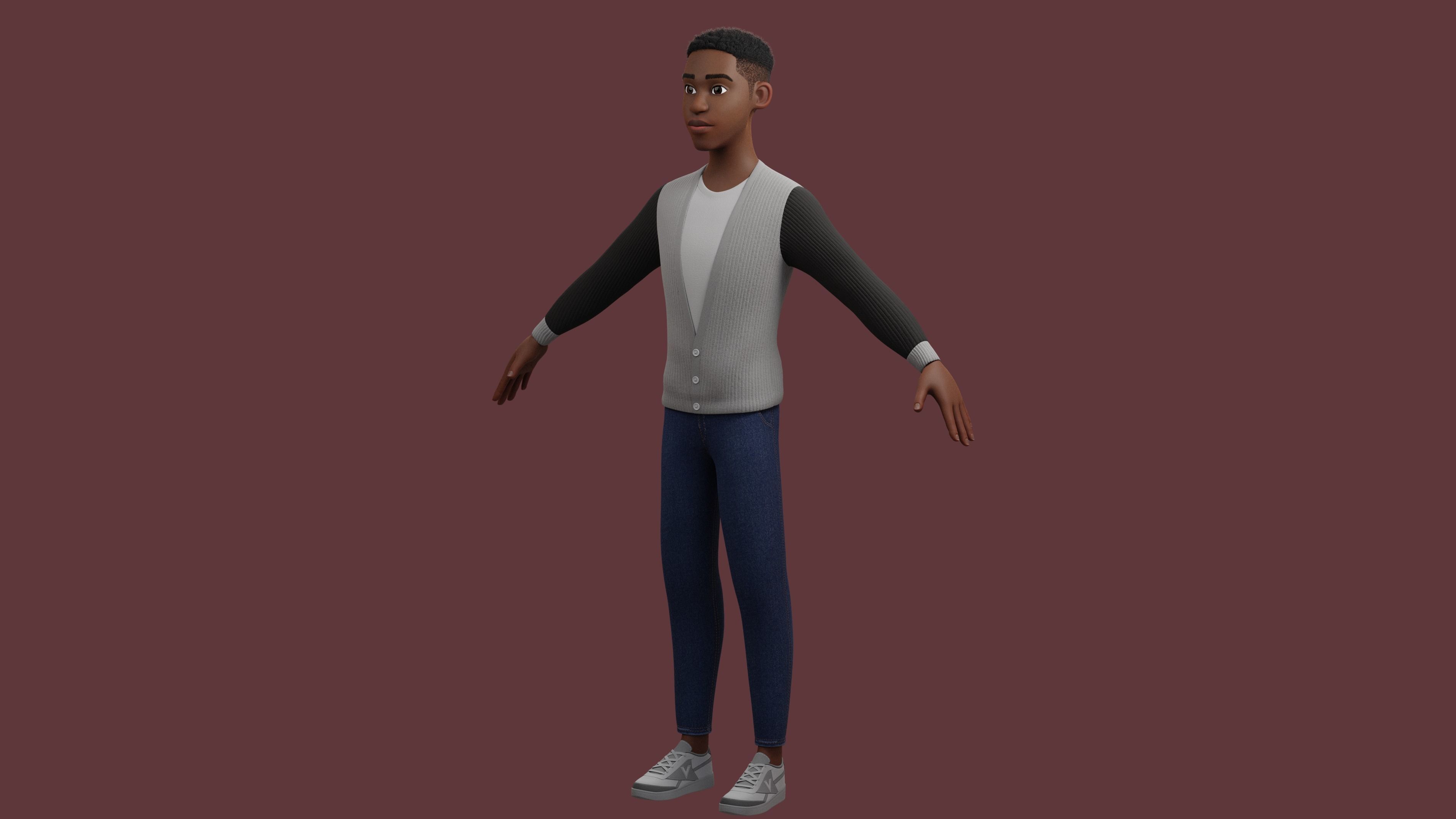 Stylized Boy Rigged Low-poly 3D model_24