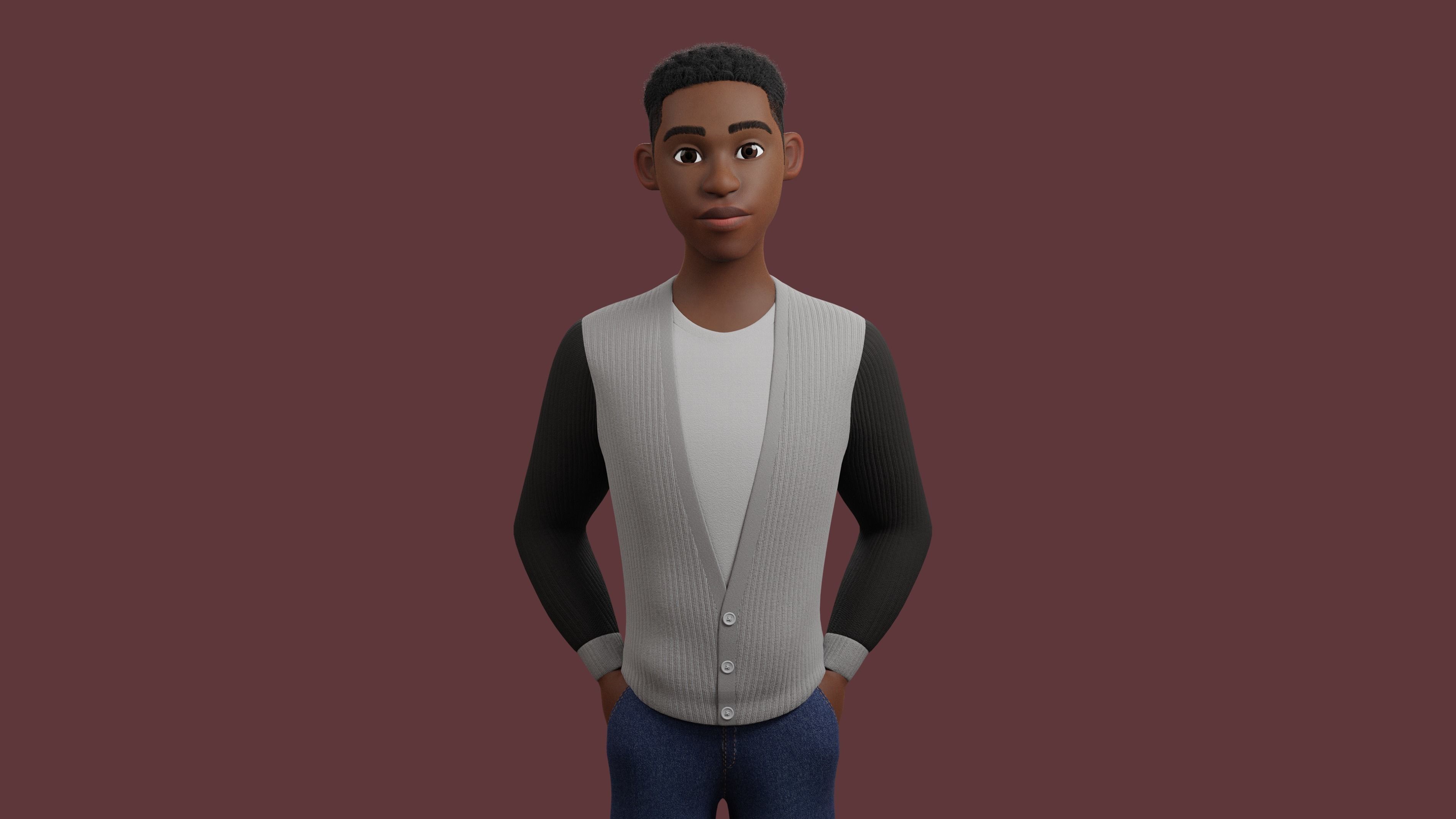 Stylized Boy Rigged Low-poly 3D model_1