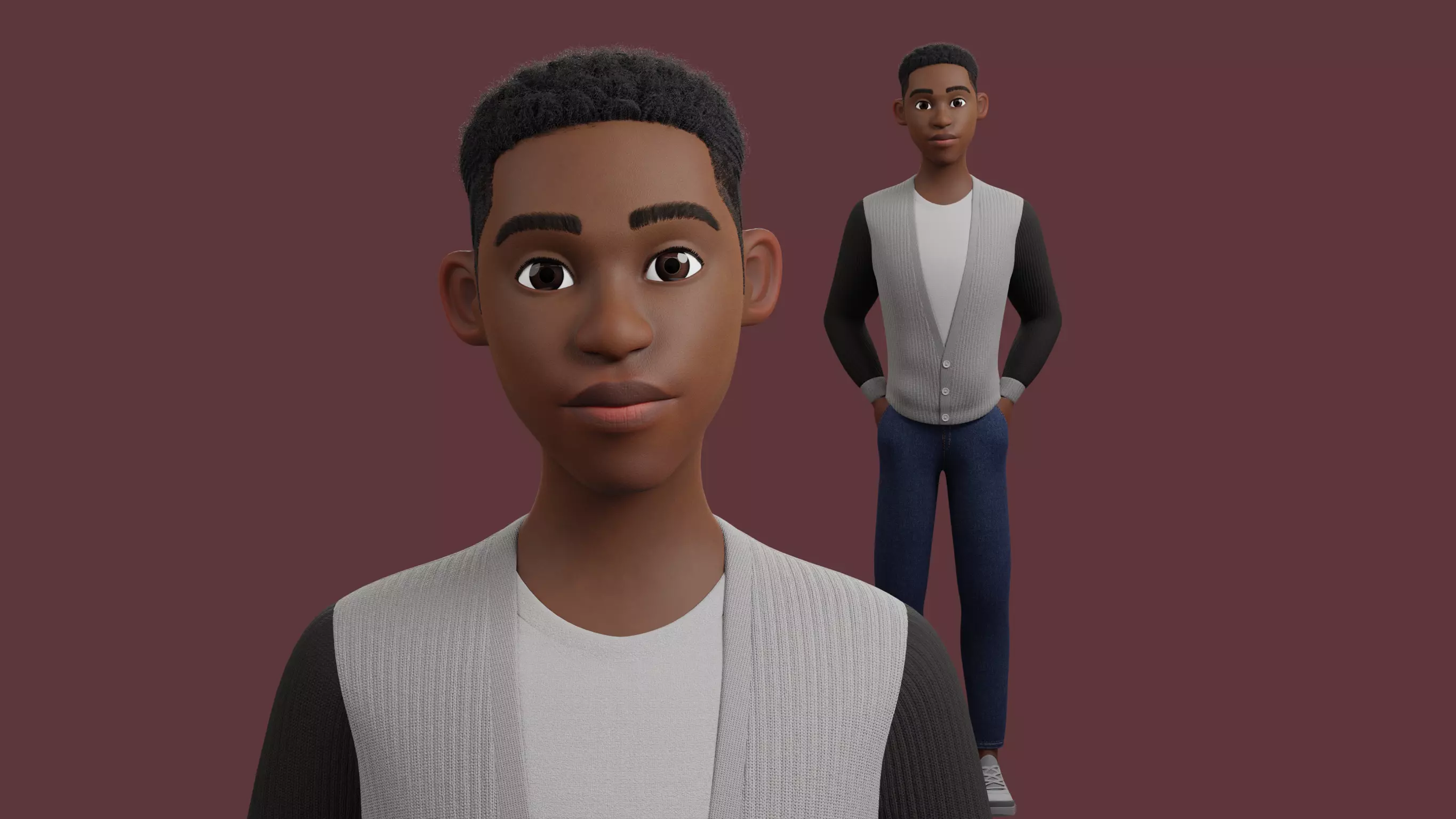 Stylized Boy Rigged Low-poly 3D model_0