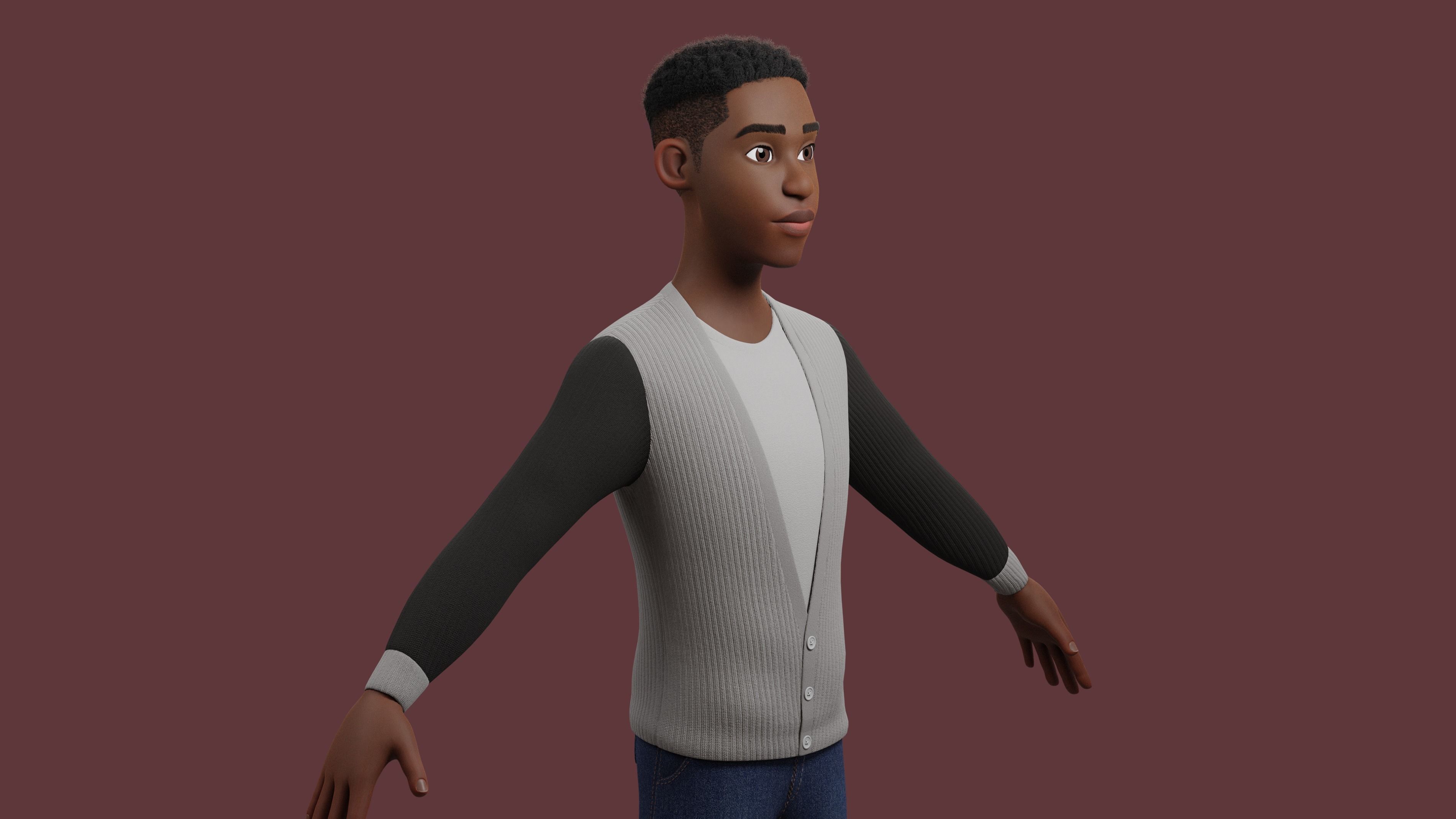 Stylized Boy Rigged Low-poly 3D model_22