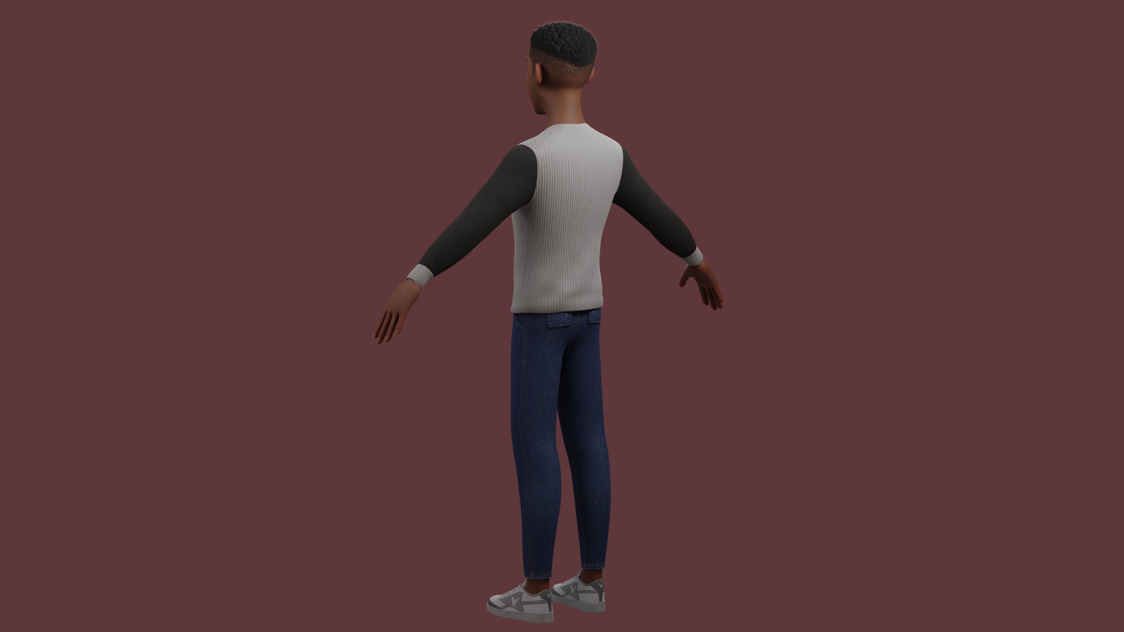 Stylized Boy Rigged Low-poly 3D model_26
