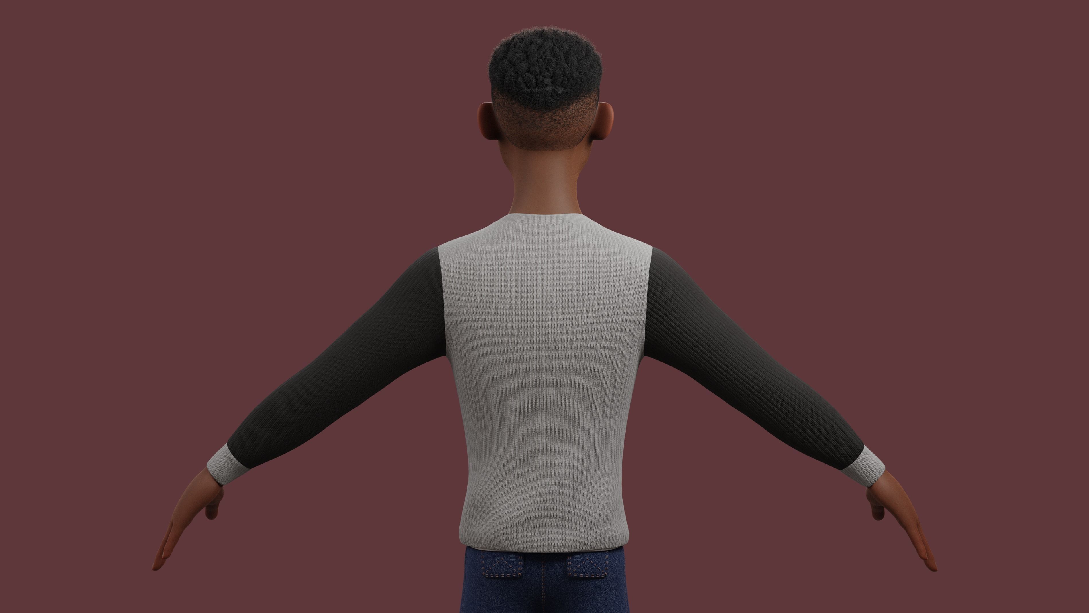 Stylized Boy Rigged Low-poly 3D model_19