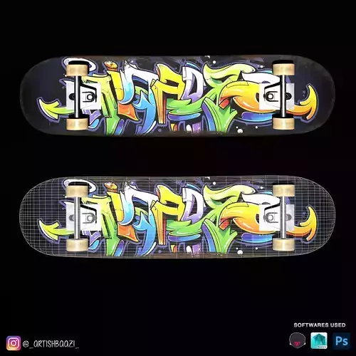 Skateboard mid poly 3d Model 3D model