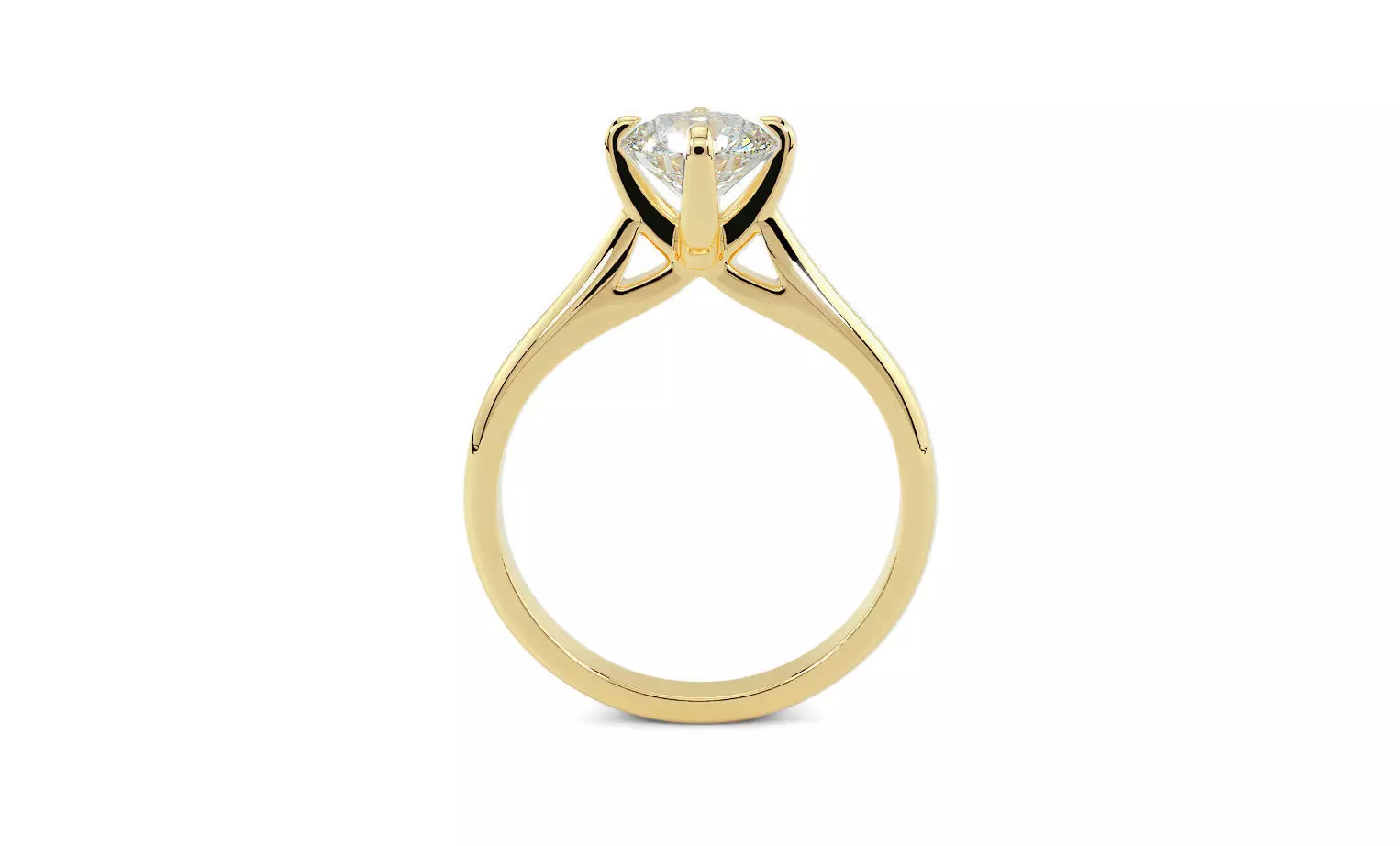 gold engagement ring 1Ct diamond 3D print model