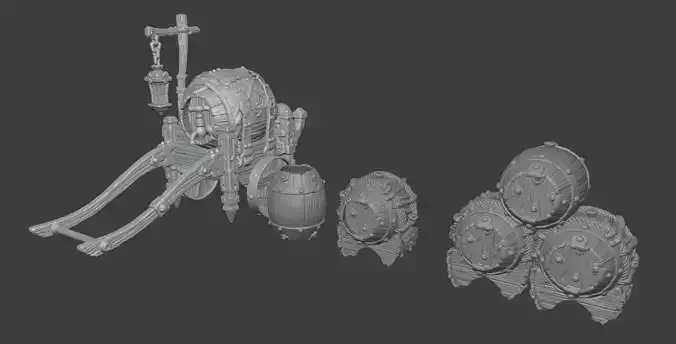 Barrels and Cart 3D print model