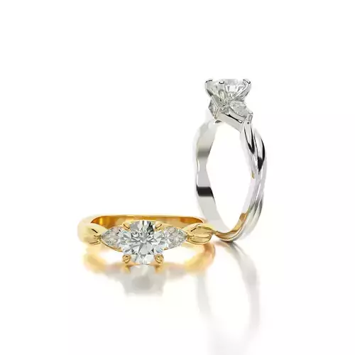 gold engagement ring 6mm round diamond
