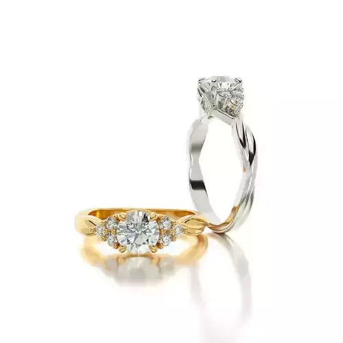 gold engagement ring 6mm round diamond