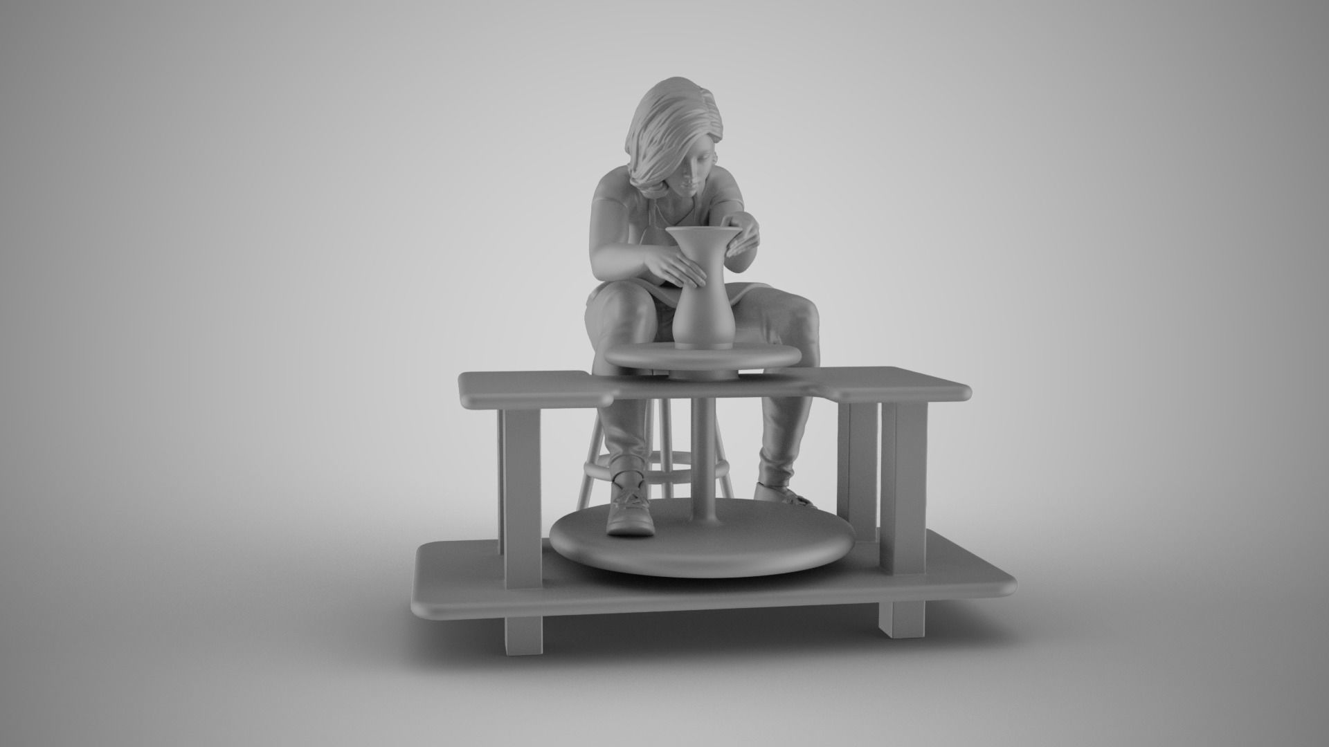 Potter Woman 3D print model_3