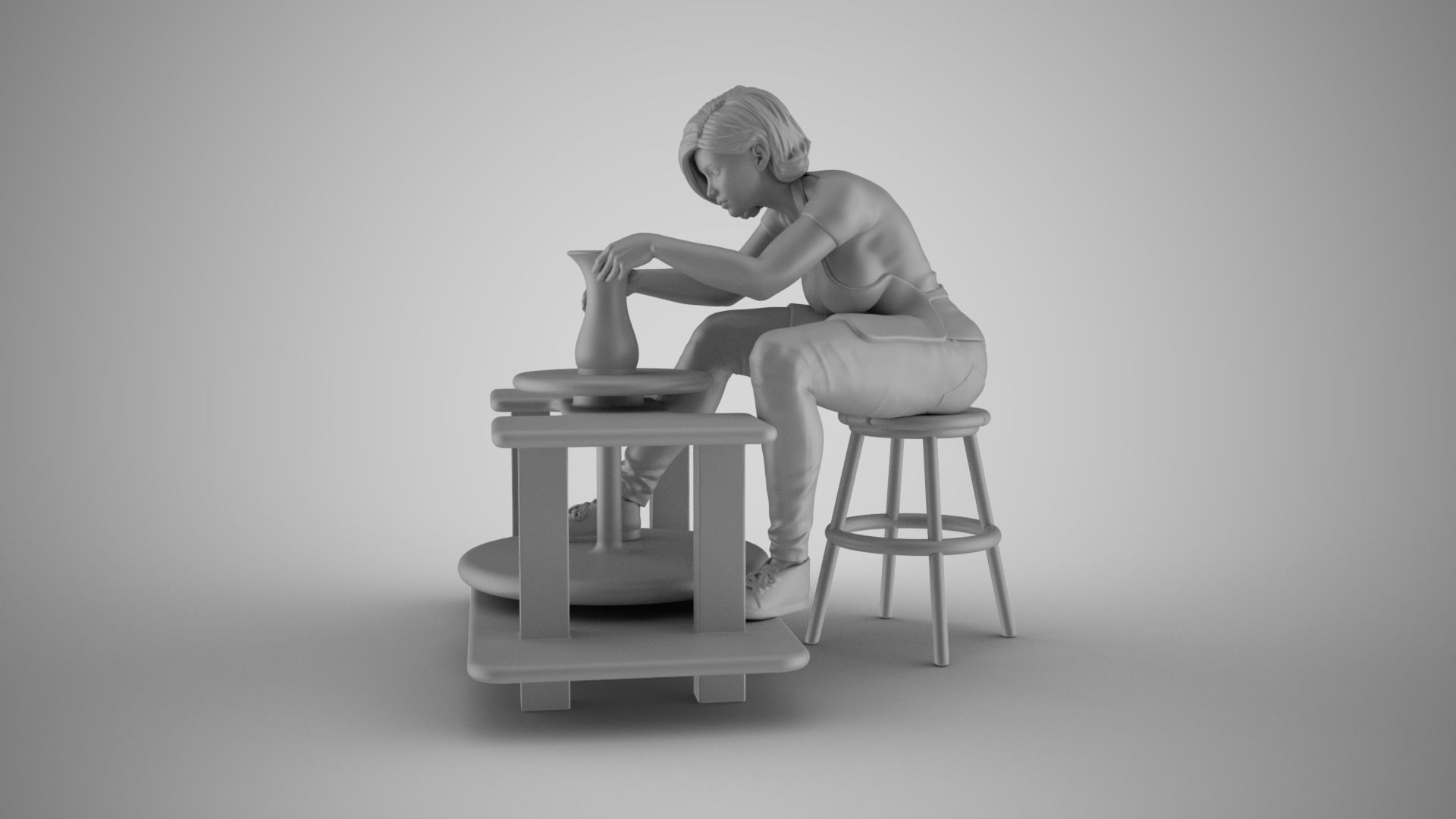 Potter Woman 3D print model_1