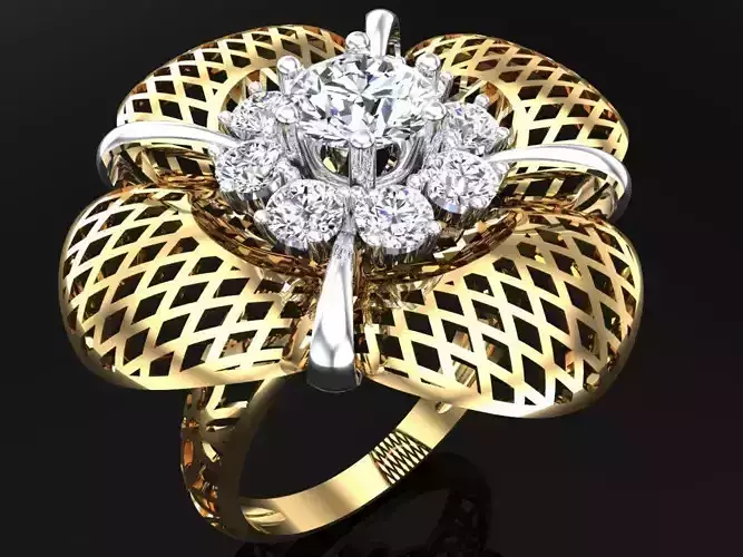  Mesh flower ring - Italian rings - Womens Rings - N6811