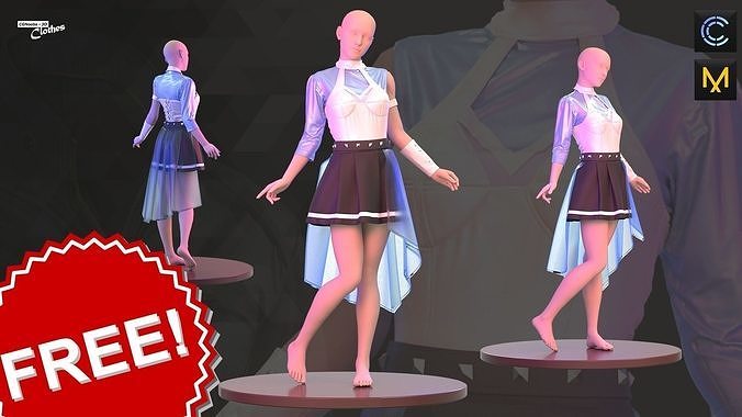 FREE Girls Star Dress - 76 Marvelous Designer and Clo3D Free 3D model