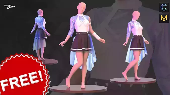 FREE Girls Star Dress - 76 Marvelous Designer and Clo3D Free 3D model