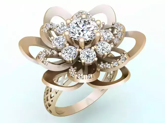  Mesh flower ring - Italian rings - Womens Rings - N6815