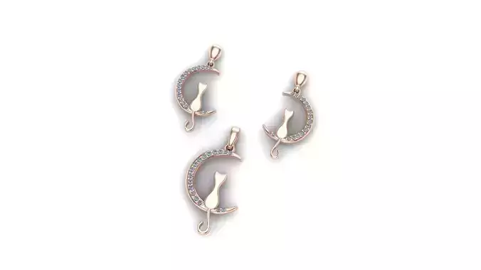 cat pendant- cat earrings