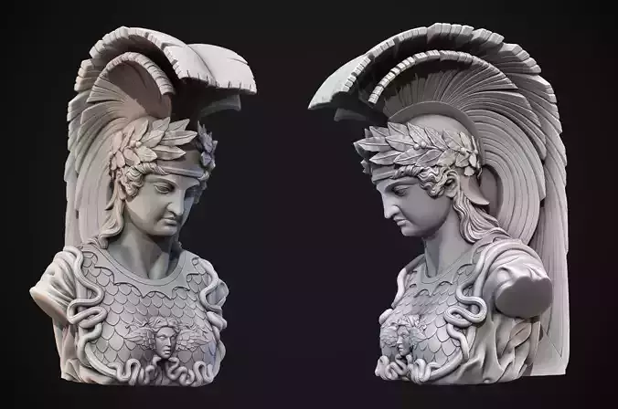 Athena Bust sculpture 3D model 3D print model