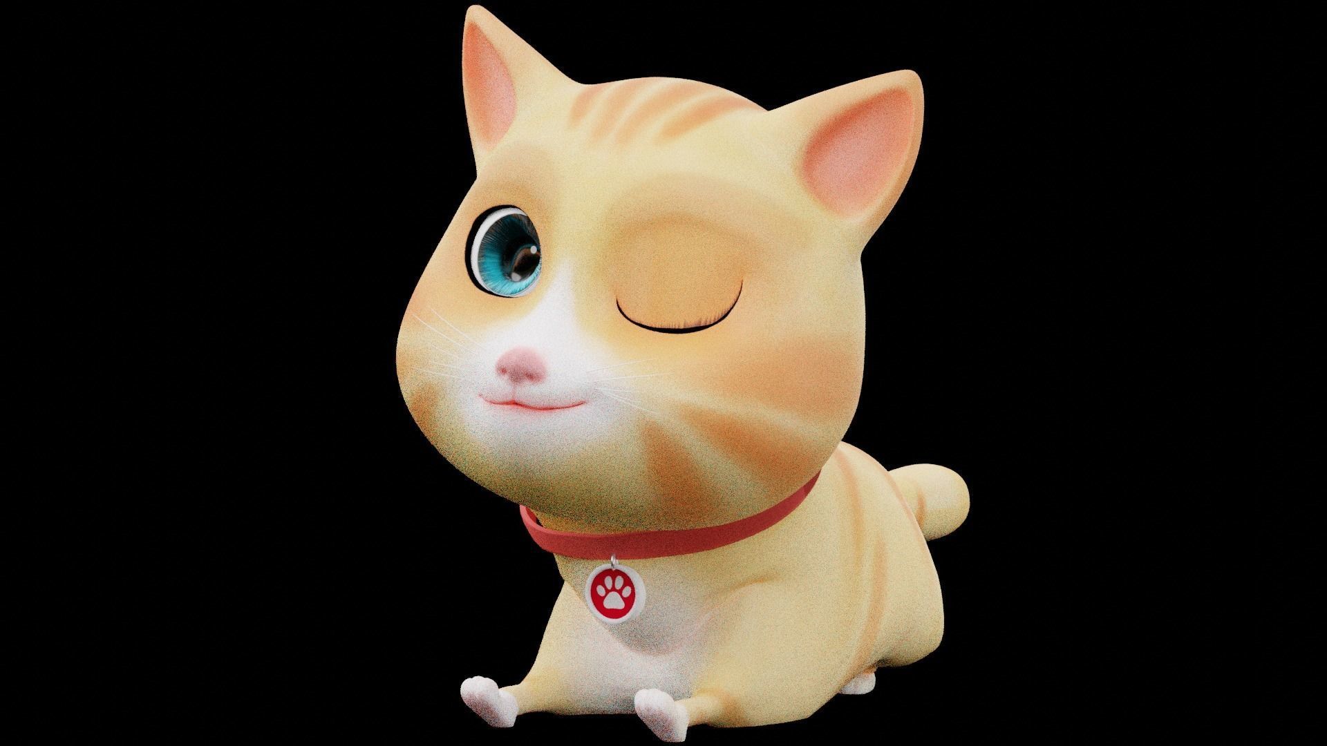 Cartoon Cat fully Rigged Low-poly 3D model_9