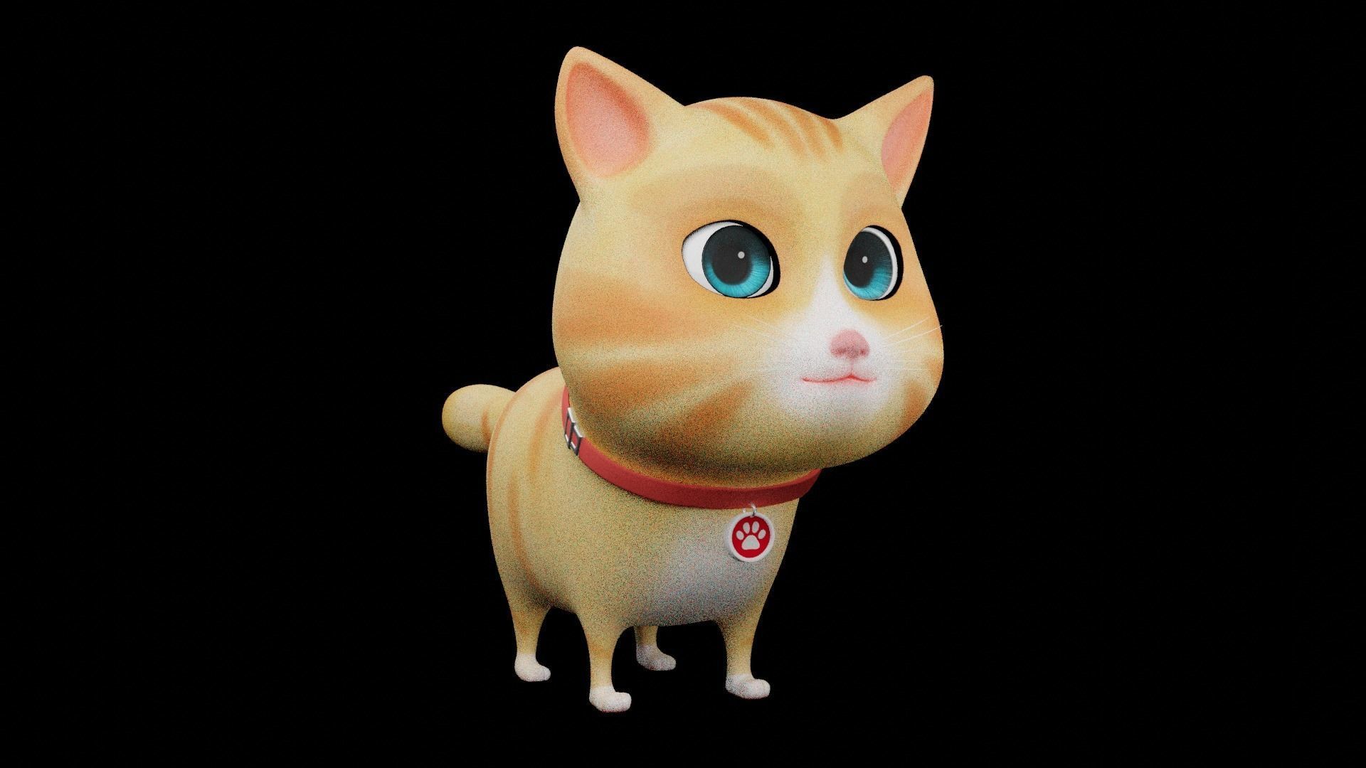 Cartoon Cat fully Rigged Low-poly 3D model_1