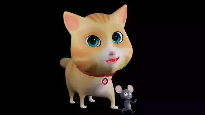 Cartoon Cat fully Rigged Low-poly 3D model