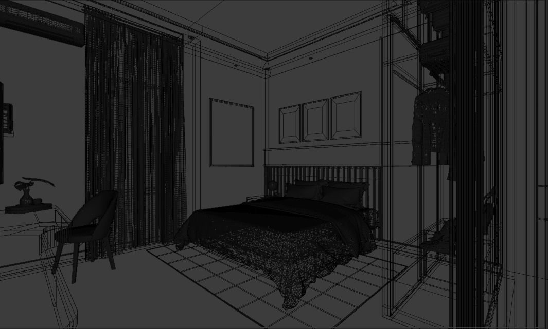 FREE Bedroom Interior Contemporer  Free low-poly 3D model_5