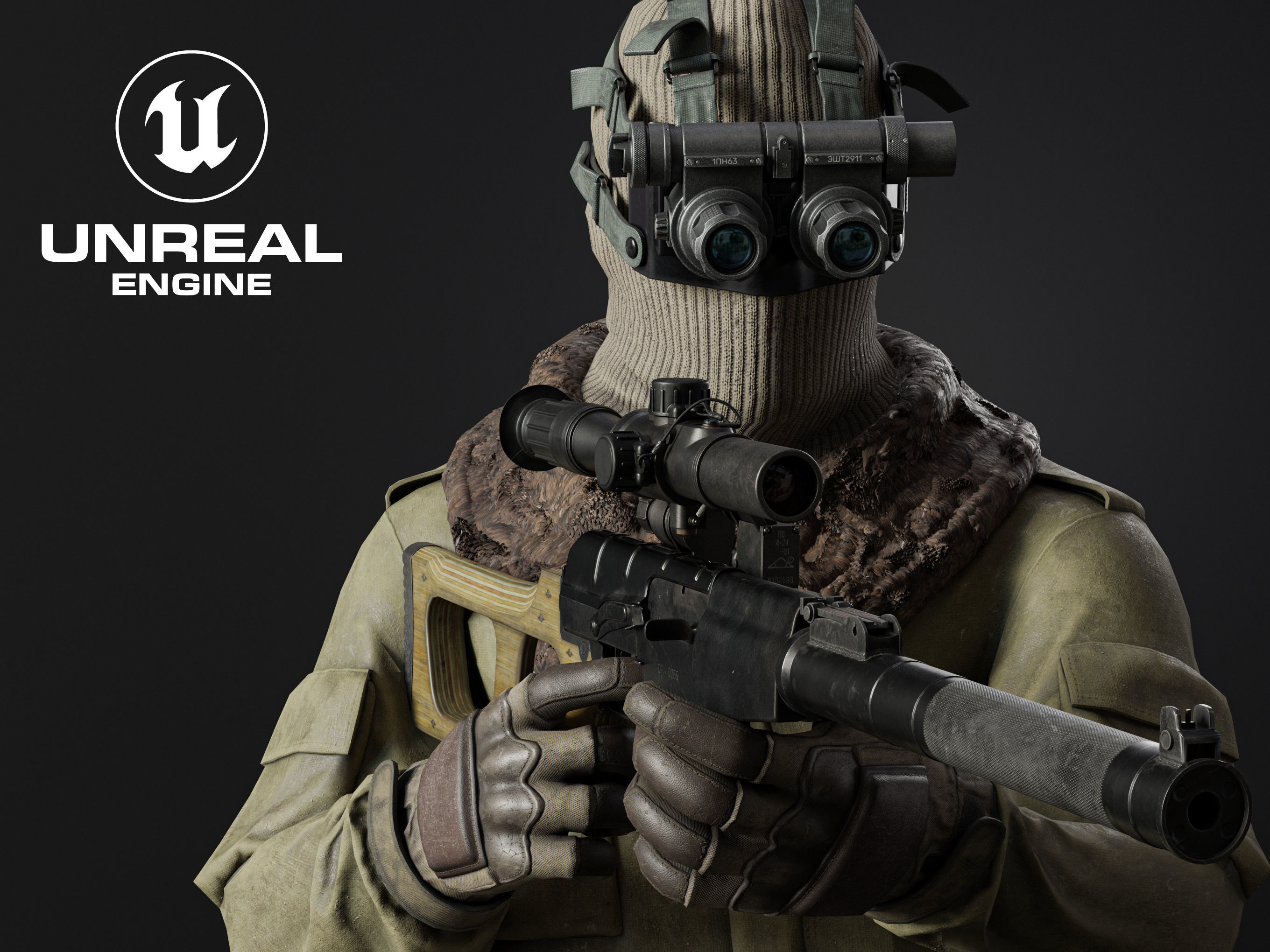 modular russian soldier Low-poly 3D model