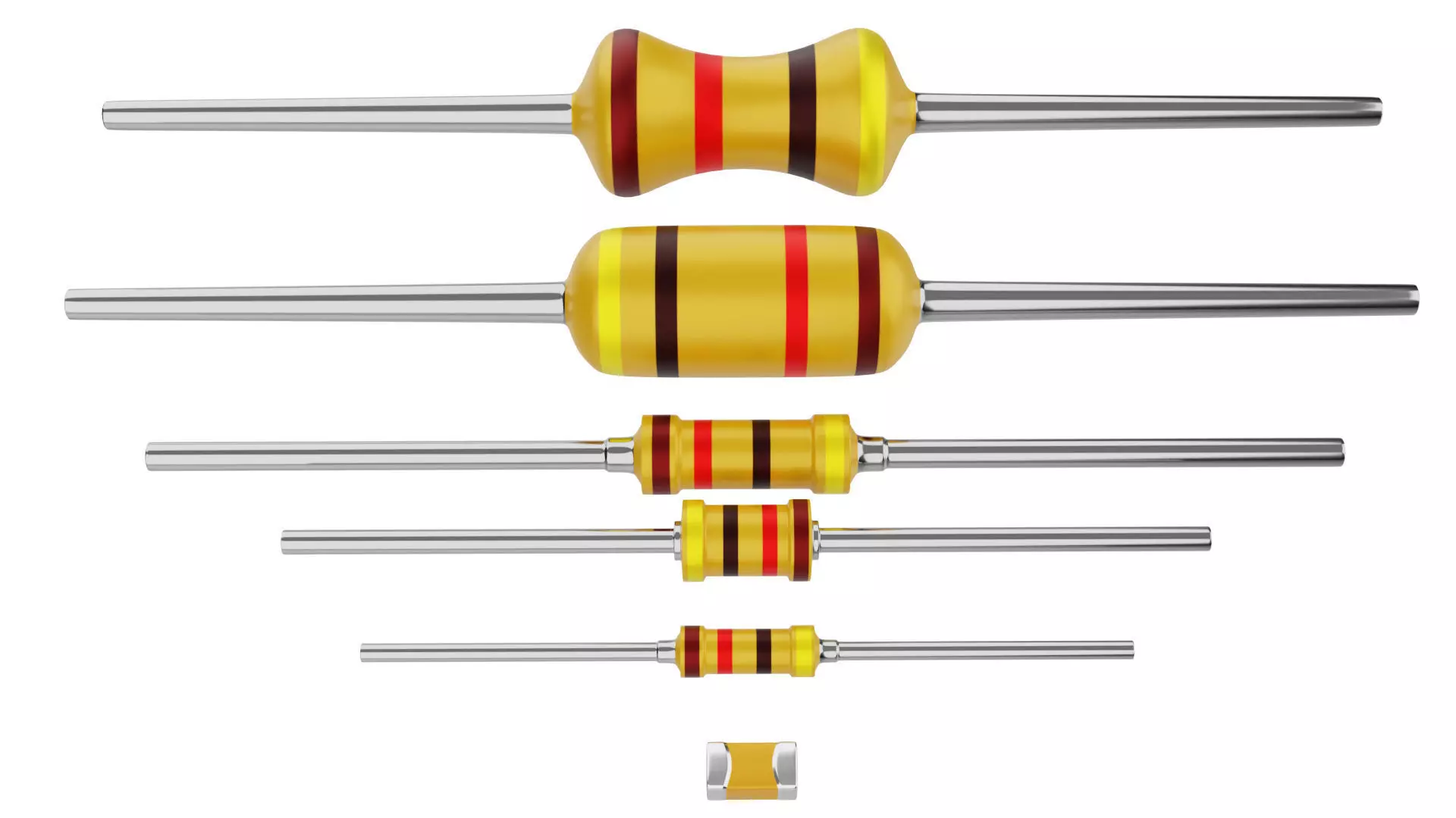 Register four resistors Low-poly 3D model_0