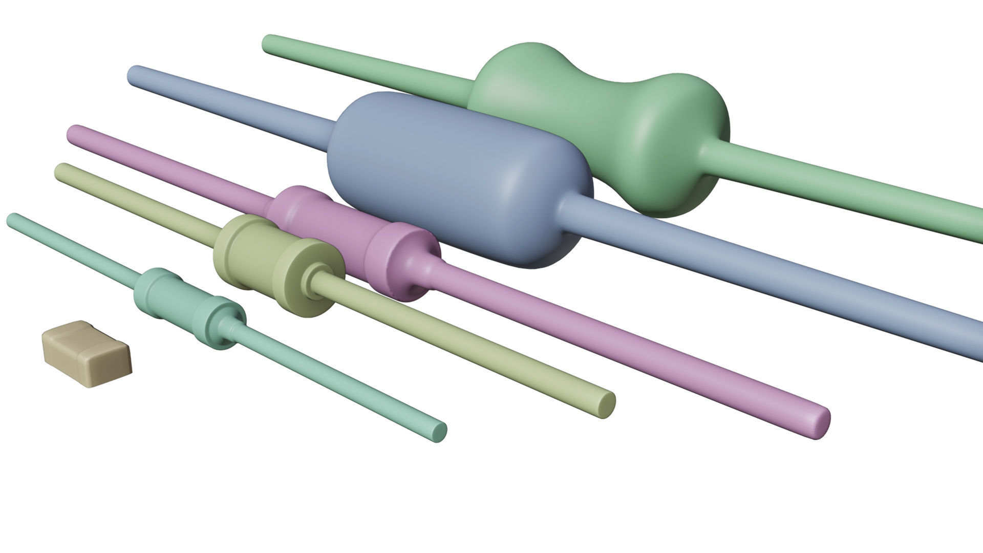 Register four resistors Low-poly 3D model_7