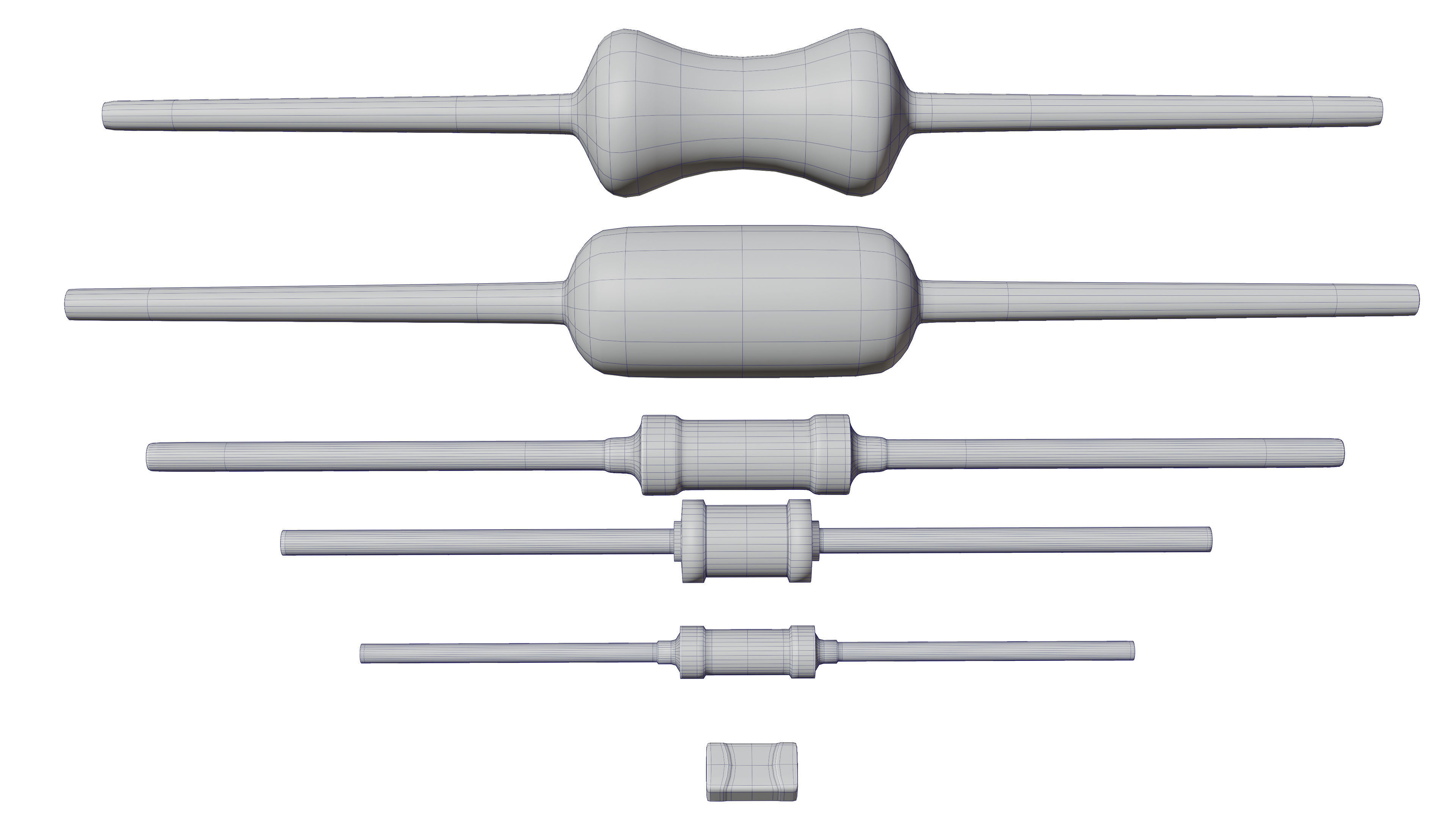 Register four resistors Low-poly 3D model_8