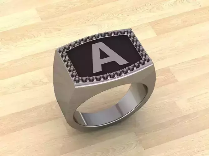 Men Alphabet Jewelry Ring A