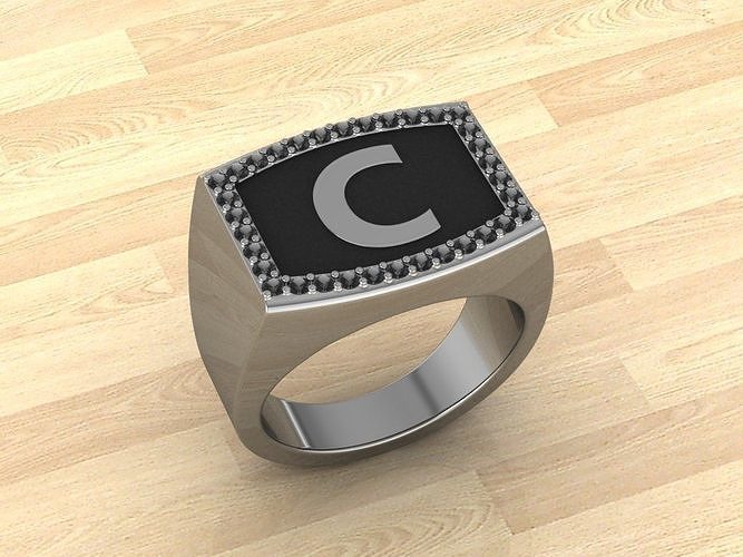 Men Alphabet Jewelry Ring C 3D print model