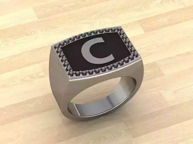 Men Alphabet Jewelry Ring C