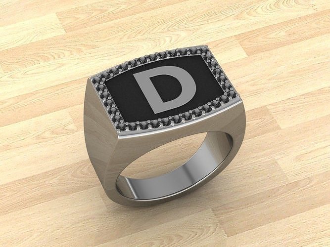 Men Alphabet Jewelry Ring D 3D print model