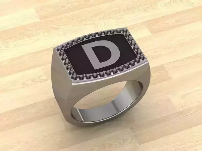 Men Alphabet Jewelry Ring D