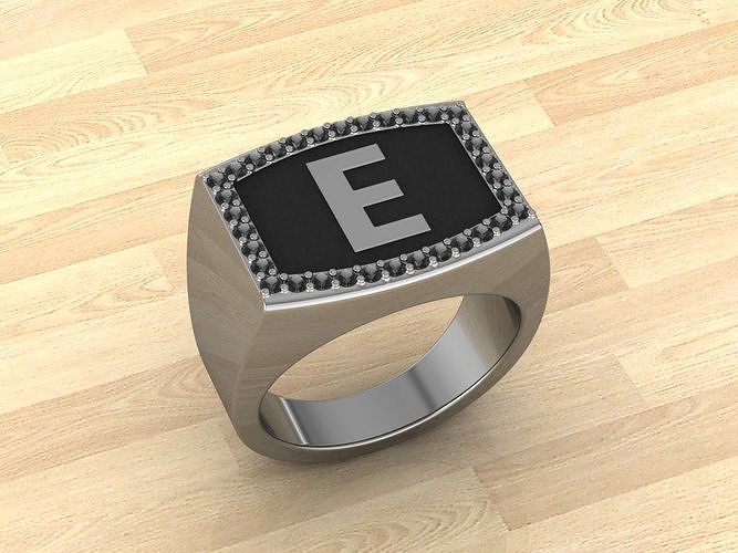 Men Alphabet Jewelry Ring E 3D print model