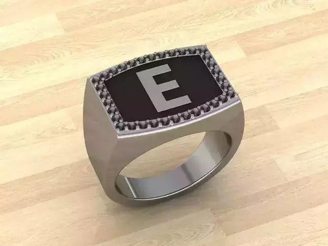 Men Alphabet Jewelry Ring E