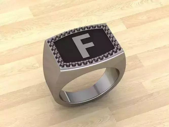 Men Alphabet Jewelry Ring F