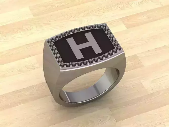 Men Alphabet Jewelry Ring H