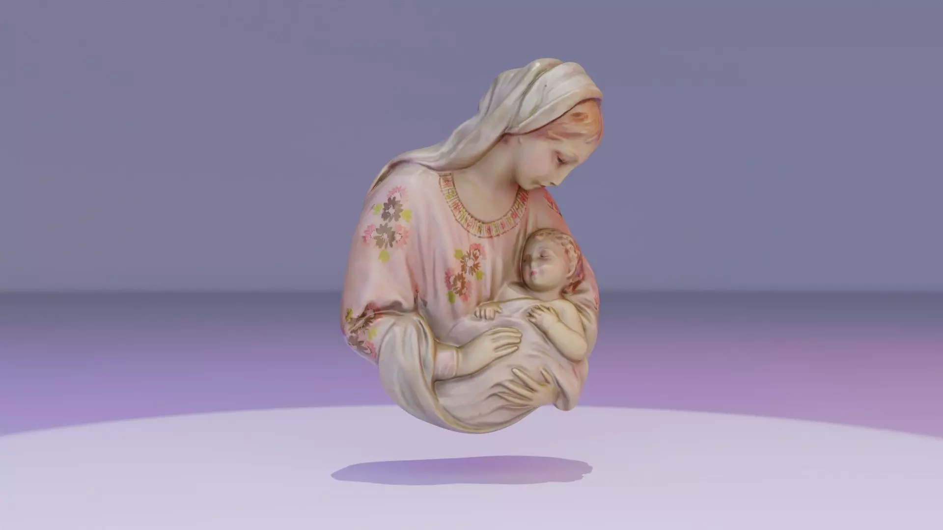 Mary with Baby Jesus Low-poly 3D model