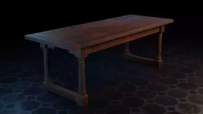 Medieval wooden table Free low-poly 3D model