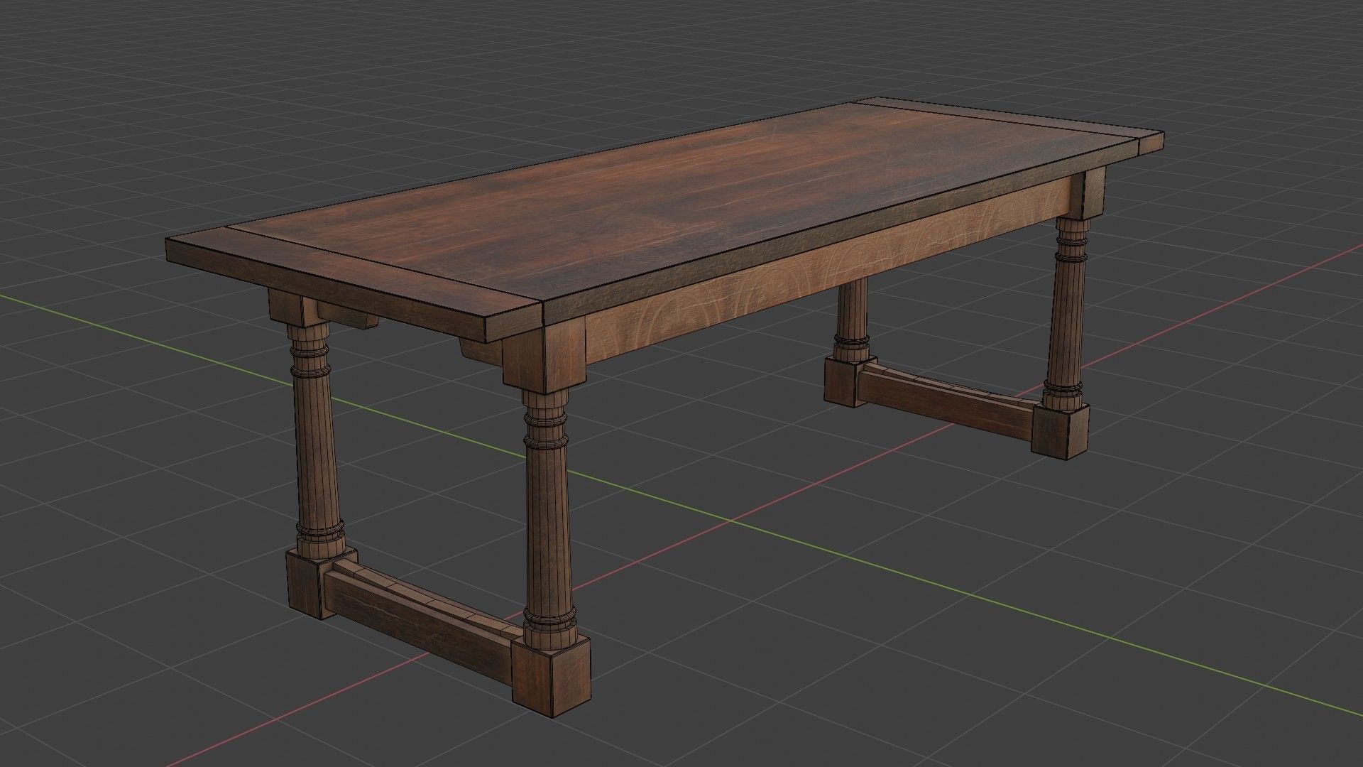Medieval wooden table Free low-poly 3D model_2