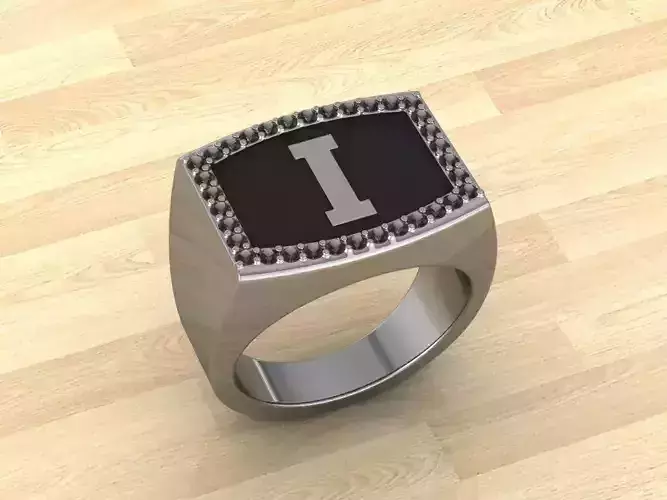 Men Alphabet Jewelry Ring I