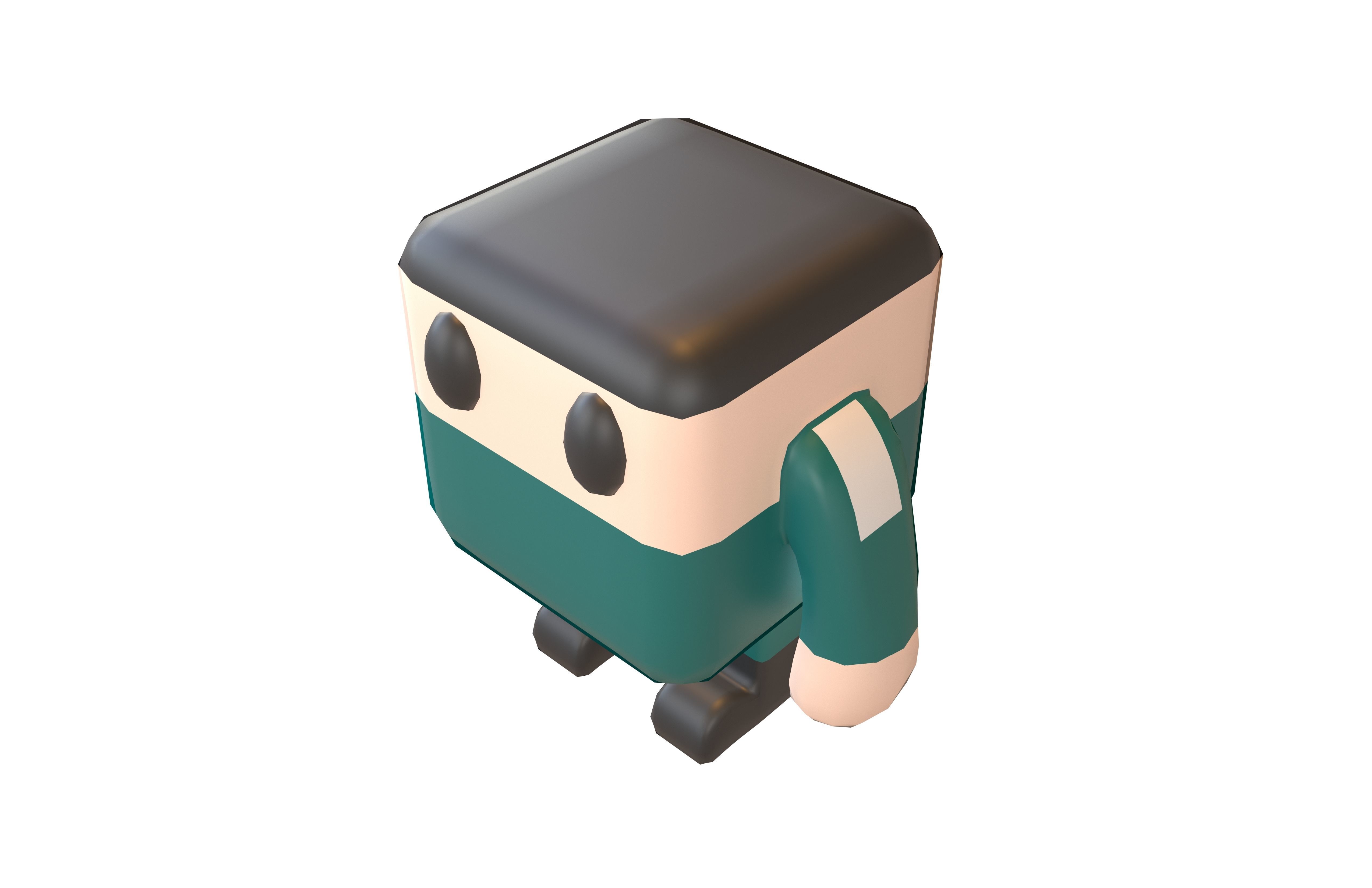 Cube Character 00010 Game Player Low-poly 3D model_3
