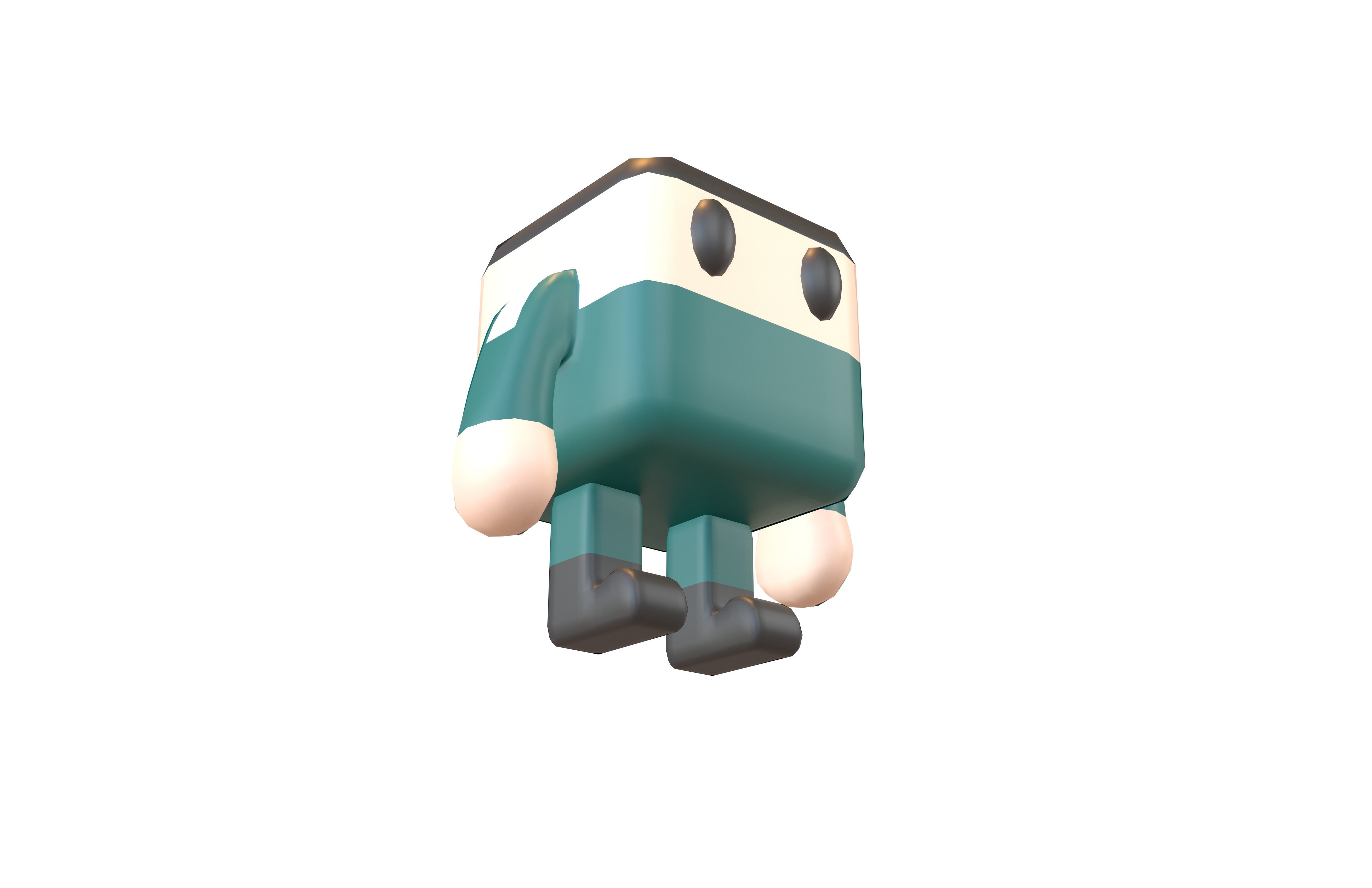 Cube Character 00010 Game Player Low-poly 3D model_4